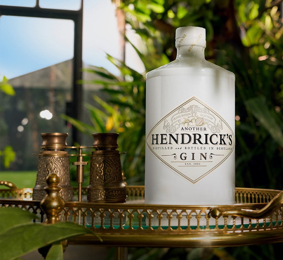 imagen de botella blanca de GIN de la marca HENDRICK’S