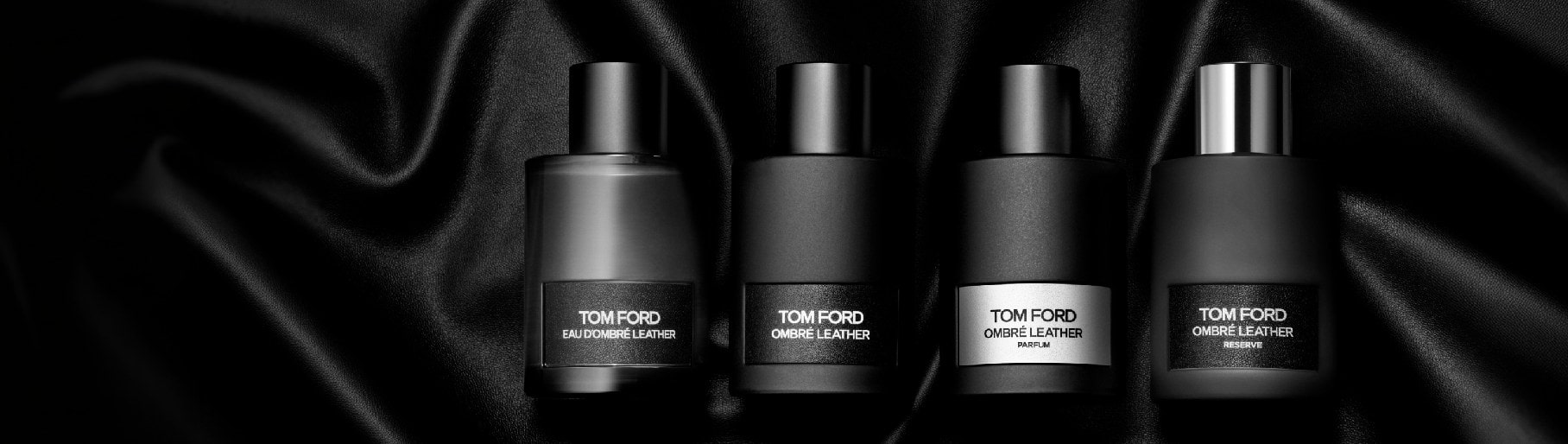 imagen de 4 frascos negros de perfume de la coleccion OMBRE de la marca TOM FORD