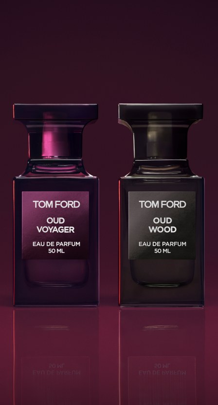 imagen de dos frascos de perfumes amaderados de la marca TOM FORD